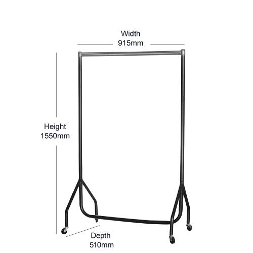 Black & Chrome Heavy-Duty Clothes Rail