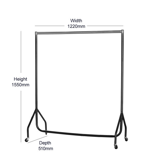 Black & Chrome Heavy-Duty Clothes Rail