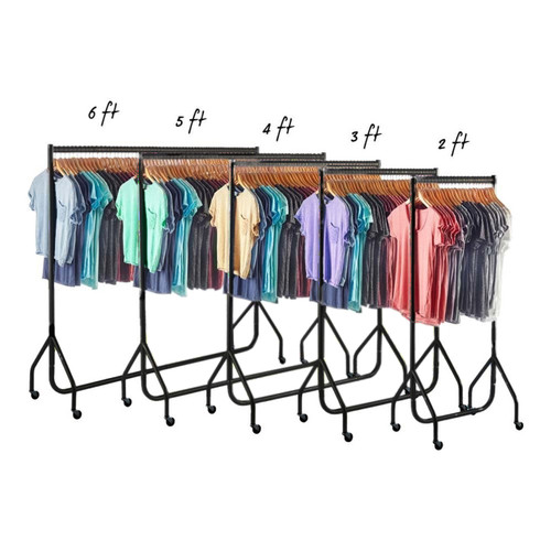 Black & Chrome Heavy-Duty Clothes Rail