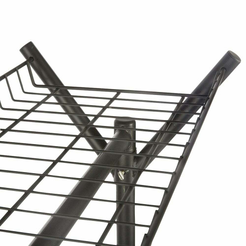 Black Heavy-Duty Clothes Rail With Top and Bottom Shelf