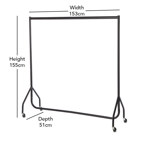 Black Heavy-Duty Clothes Rail