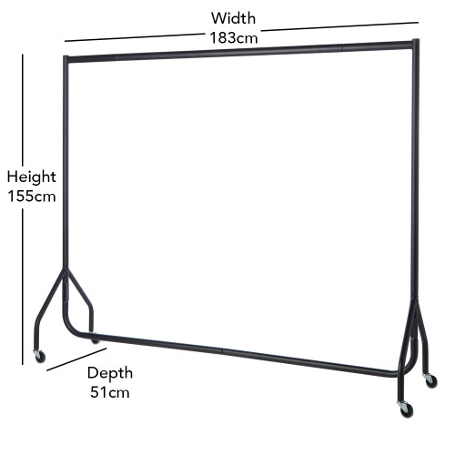 Black Heavy-Duty Clothes Rail