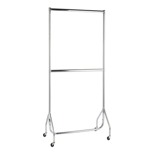 2-Tier Chrome Heavy-Duty Clothes Rail - 3ft