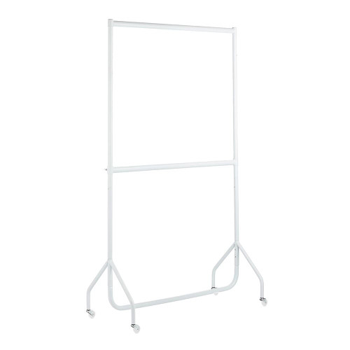 2-Tier Gloss White Heavy-Duty Clothes Rail - 3ft