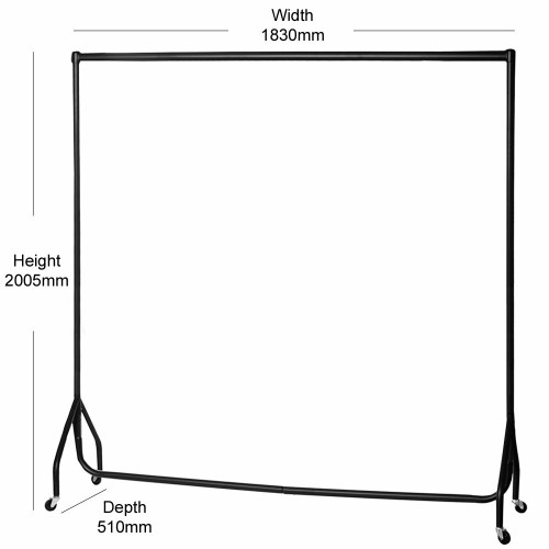 Tall Black Heavy-Duty Clothes Rail