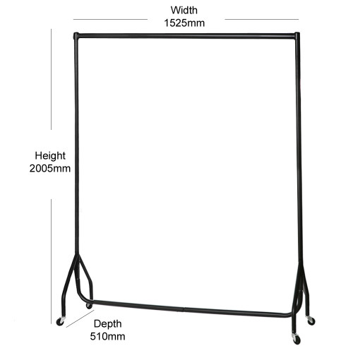 Tall Black Heavy-Duty Clothes Rail