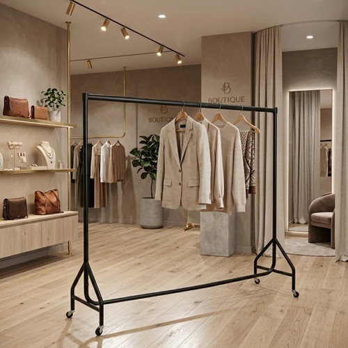 Reinforced Black Heavy-Duty Clothes Rail
