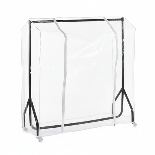 Black Children's Heavy-Duty Clothes Rail With Clear Cover