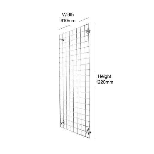 Chrome 4ft Wall-Mounted Grid Mesh Display