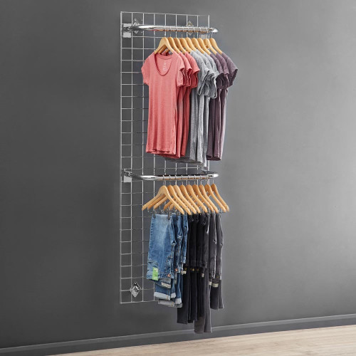 6ft Wall-Mounted Grid Mesh Display Bundle with 2 x Hanging Rails