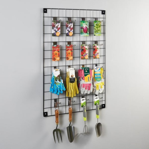 5 x Black Grid Mesh Panels - Built-in Wall Brackets 5 x Black Grid Mesh Panels - Built-in Wall Brackets
