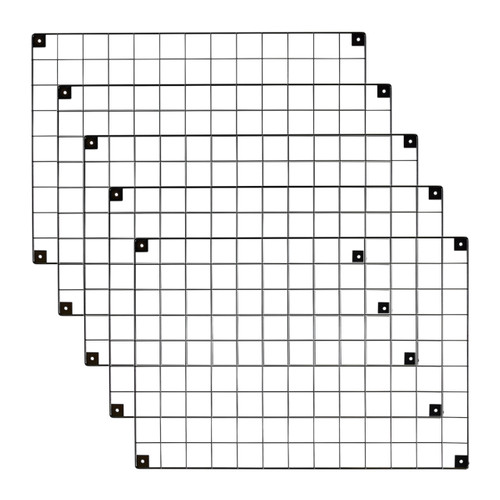 5 x Black Grid Mesh Panels - Built-in Wall Brackets 5 x Black Grid Mesh Panels - Built-in Wall Brackets