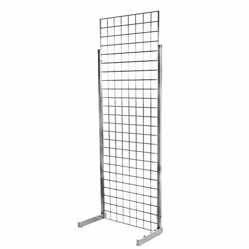 Chrome 6ft Grid Mesh Heavy-Duty Single Sided Stand