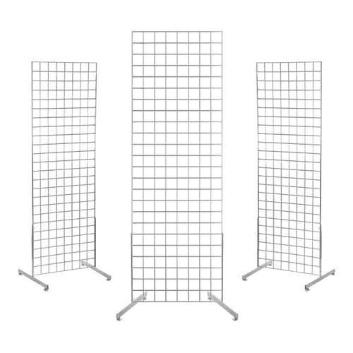 3 x Chrome 6ft Grid Mesh Two Way Stands
