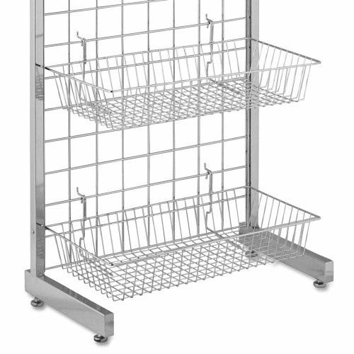 6ft Single-Sided Grid Mesh Display Bundle With 4 x Wire Baskets, 4 x Euro Hooks
