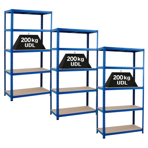 3 x Multipurpose Economy Shelving Units  - Blue - H1780 x W900 x D450 mm