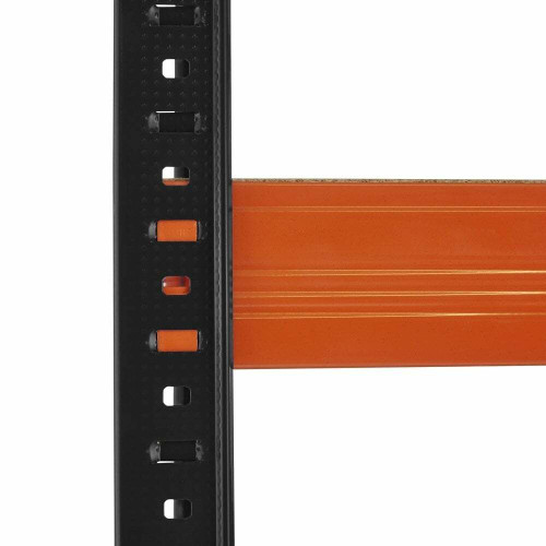 Multipurpose Freestanding Shelving Unit - Black/Orange - Up to 250Kg UDL Per Shelf - H1800 x W900 x D400 mm