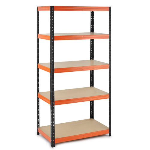 Multipurpose Freestanding Shelving Unit - Black/Orange - Up to 250Kg UDL Per Shelf - H1800 x W900 x D500 mm