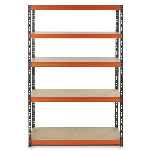 Multipurpose Freestanding Shelving Unit - Black/Orange - Up to 320Kg UDL Per Shelf - H1800 x W900 x D400 mm