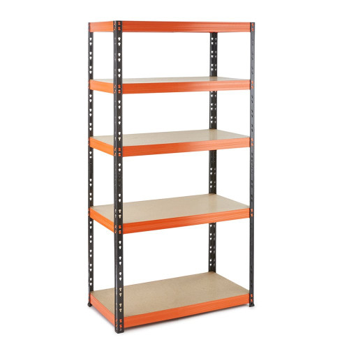 Multipurpose Freestanding Shelving Unit - Black/Orange - Up to 320Kg UDL Per Shelf - H1800 x W900 x D400 mm