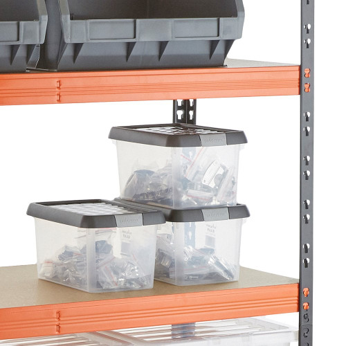 Multipurpose Freestanding Shelving Unit - Black/Orange - Up to 350Kg UDL Per Shelf - H1800 x W1200 x D400 mm
