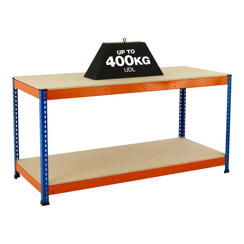 Heavy Duty Workbench With 2 x Chipboard Shelves - Up To 400kg UDL