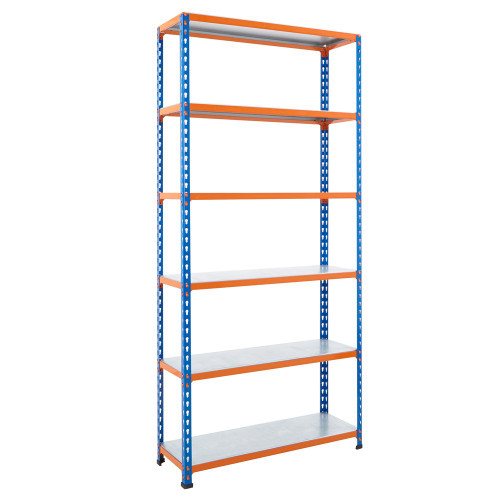 Multipurpose Freestanding Shelving Unit With 6 x Galvanised Shelves - H1980 x W915mm - 340kg Max UDL/Shelf