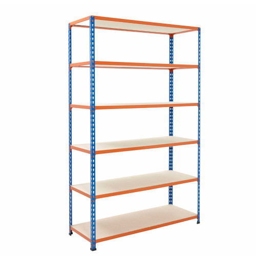 Multipurpose Shelving With 6 x Chipboard Shelves - H1980 x W1220mm - 200kg Max UDL/Shelf