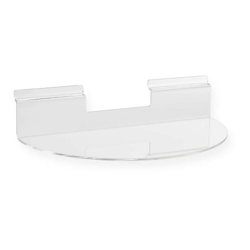 Semi Circle Clear Acrylic Slatwall Shelf - W300 x D150mm