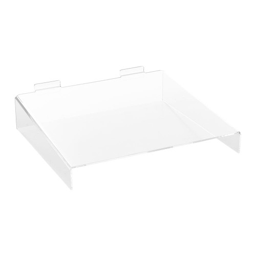 Clear Acrylic Slatwall Shelf with Side Supports - W300 x D300mm