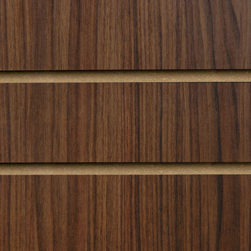 Walnut Slatwall Panel - 100mm Centres - 18mm MDF