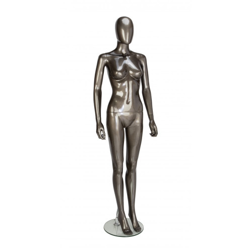 Trance Faceless Mannequin 03 - Female - Gloss Pewter - Eco-Friendly Plastic