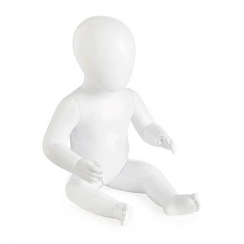 Faceless Baby Mannequin Babba 02 - Gloss White - Eco-Friendly Plastic