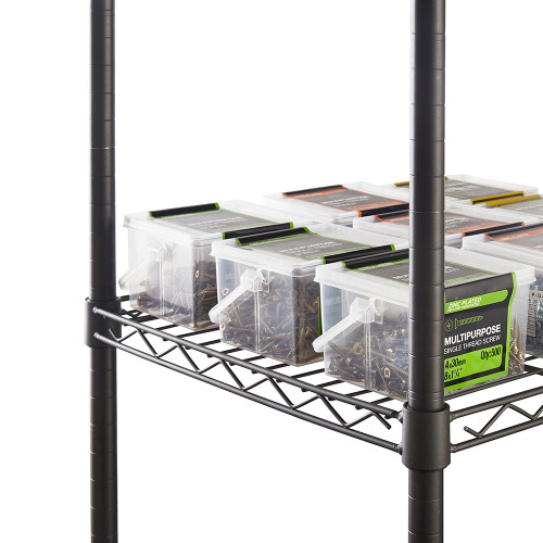 4 Tier Narrow Carbon Grey Shelving Unit - H1800 x W900 x D350mm
