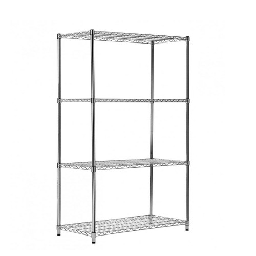 4 Tier Heavy Duty Chrome Wire Shelving Unit - H1800 x D450mm