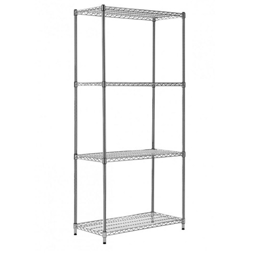 4 Tier Heavy Duty Chrome Wire Shelving Unit - H2400 x D450mm