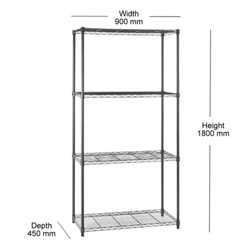 4 Tier Carbon Grey Shelving Unit - H1800 x D450mm
