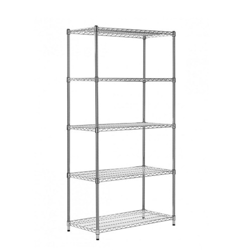 5 Tier Heavy Duty Chrome Wire Shelving Unit - H1800 x D450mm