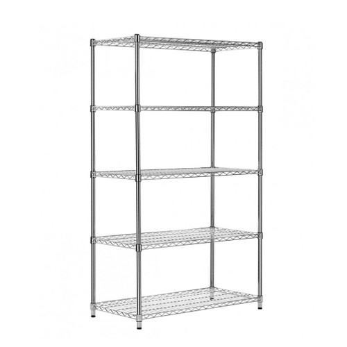 5 Tier Heavy Duty Chrome Wire Shelving Unit - H1800 x D450mm