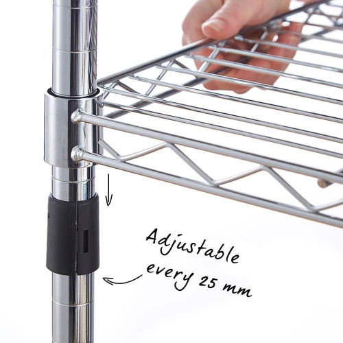 6 Tier Narrow Chrome Wire Shelving Unit - H1800 x D350mm