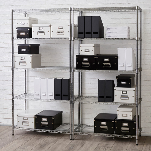 6 Tier Narrow Chrome Wire Shelving Unit - H1800 x D350mm