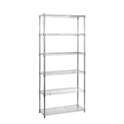 6 Tier Narrow Chrome Wire Shelving Unit - H1800 x D350mm