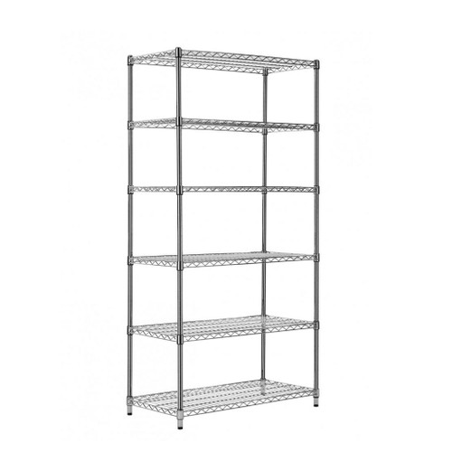 6 Tier Heavy Duty Chrome Wire Shelving Unit - H1800 x D450mm