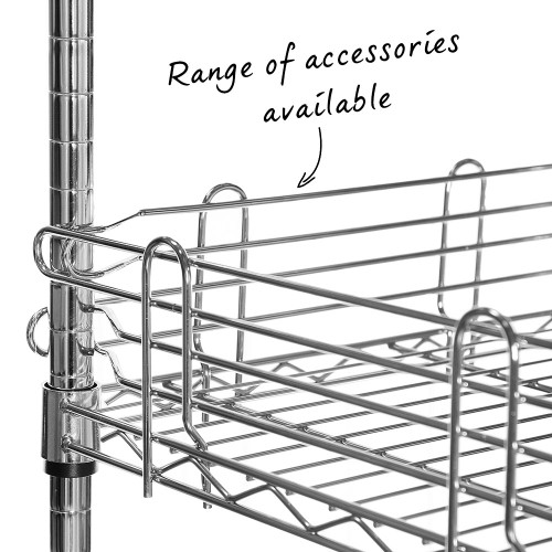 6 Tier Heavy Duty Chrome Wire Shelving Unit - H1800 x D600mm