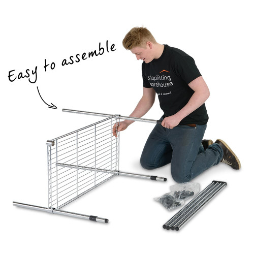 6 Tier Chrome Wire Shelving Unit with Wheels - H1875mm 6 Tier Chrome Wire Shelving Unit with Wheels - H1875mm