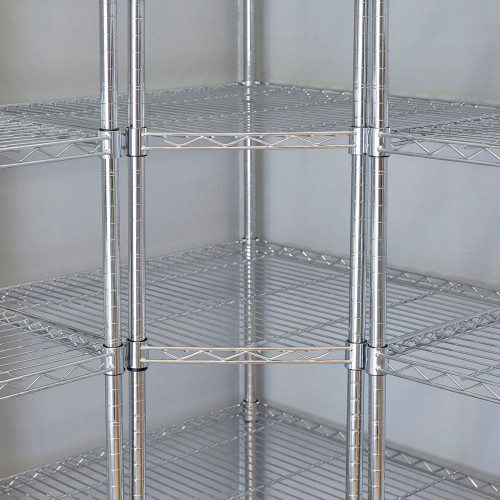 Chrome Wire Shelving Unit Corner Bundle with 6 Tiers - H1800 x W1880 (each side) x D450mm