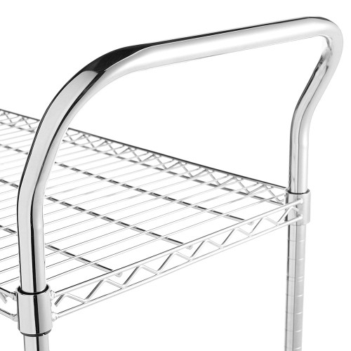 3 Tier Chrome Wire Shelf Trolley with Handles - H960 x W900 x D450mm