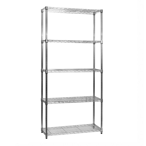 5 Tier Chrome Wire Shelving Unit - H2100 x W750 x D350mm