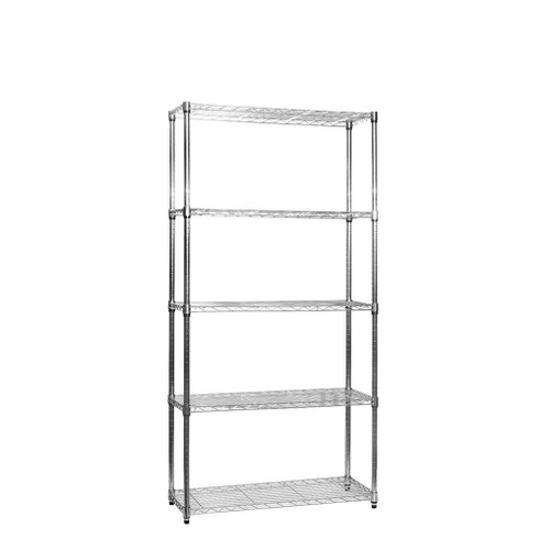 5 Tier Light Duty Chrome Wire Shelving Unit - H1500 x W750 x D350mm