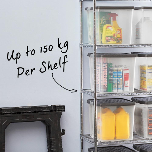 6 Tier Chrome Wire Shelving Corner Unit - H1800 x W680 x D450mm